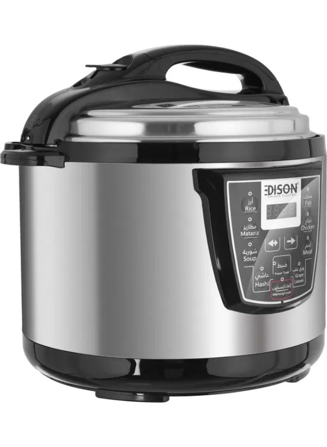 اديسون قدر ضغط كهربائي إديسون، وعاء داخلي تيفال، 1600 واط، 10 لتر، 8 وظائف طبخ، VT-1002D - فضي اسود - Image 2